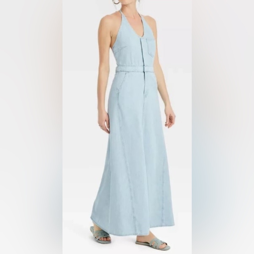 Universal Thread Women’s Denim Halter Maxi Dress – Size 14